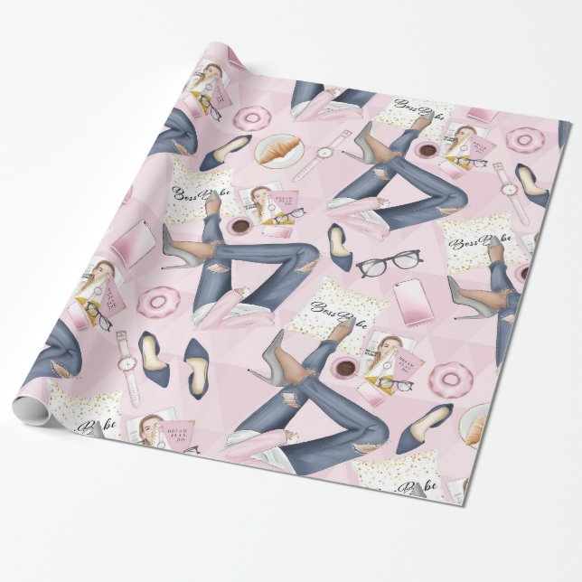 Hand plockade Girl Chef Presentpapper (Utrullad)