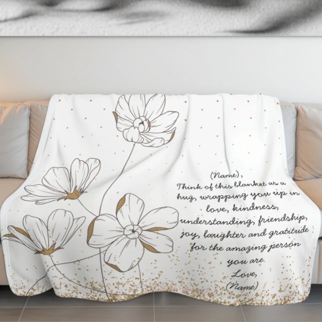 Hand plockade Golden California Poppies Anpassning Fleecefilt (Skapare uppladdad)