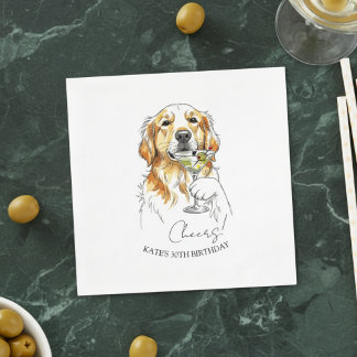 Hand plockade Golden Retriever Dirty Martini Cockt Pappersservett