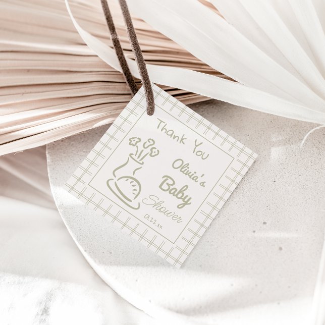 Hand plockade Grönt Bun i ugnens babyskor Gåvor Etiketter (Skapare uppladdad)