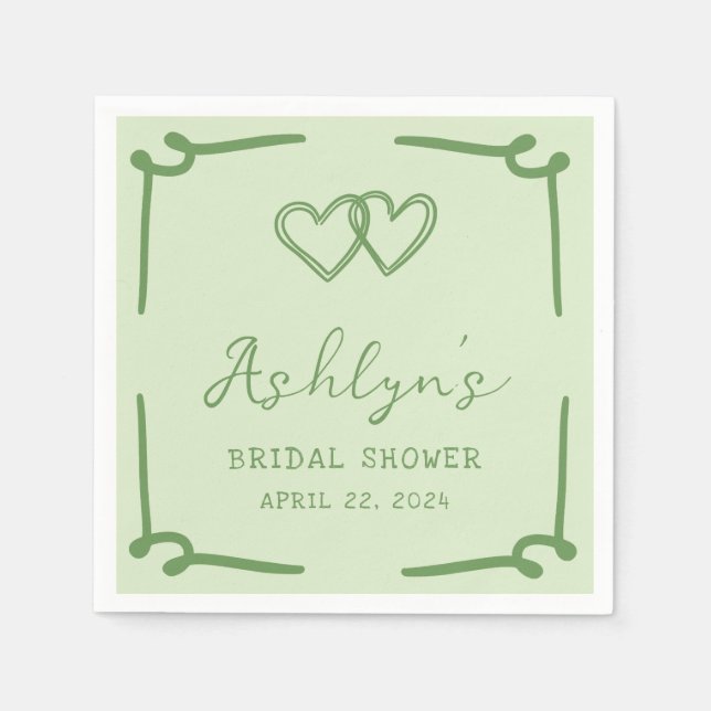 Hand plockade Grönt Heart Möhippa Pappra blöjor Pappersservett (Framsidan)