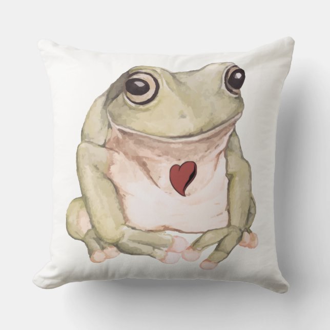 Hand plockade grönt träd groda kudde (Framsida)