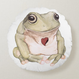 Hand plockade grönt träd groda rund kudde