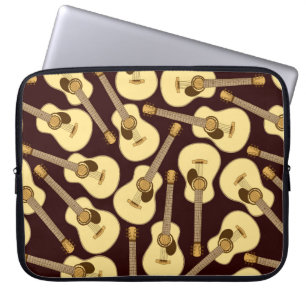 Hand plockade guitar sömlös mönster laptop fodral