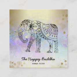 *~* Hand plockade Guld Yoga Elephant Mönster Buddh Fyrkantigt Visitkort