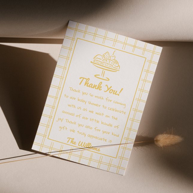 Hand plockade Gult Bun i ugnens babyskor Tack Kort (Skapare uppladdad)