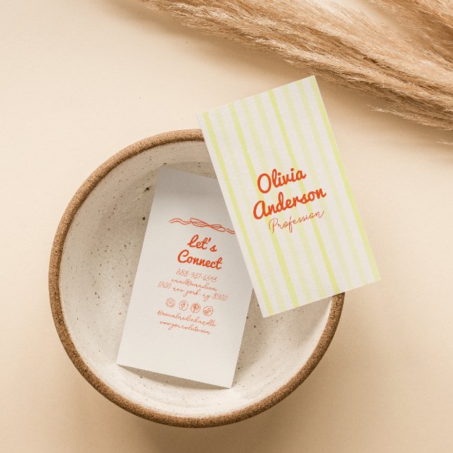 Hand plockade Gult Orange Bold Boho Unik Visitkort (Skapare uppladdad)