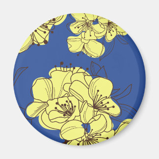 hand plockade Gult Vild Flowers på Blue Magnet