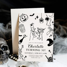 Hand plockade Halloween 30års födelsedag Inbjudningar