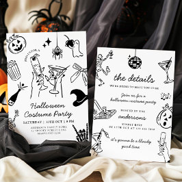 Hand plockade Halloween Costume Party Inbjudningar