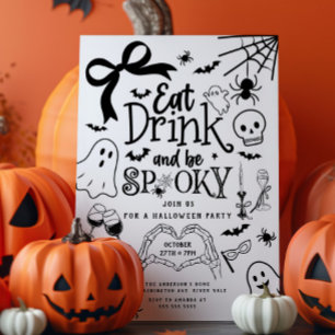 Hand plockade Halloween fest Inbjudningar