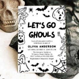 Hand plockade Halloween Skeleton Ghost Möhippa Inbjudningar