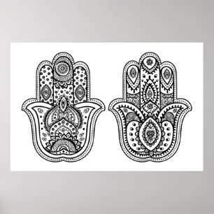 Hand plockade Hamsa med prydnadar 2 Poster