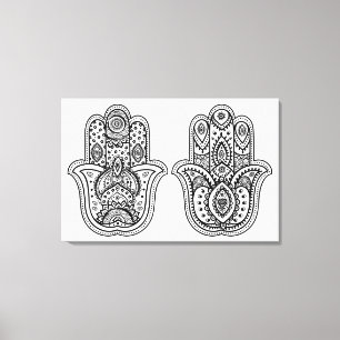 Hand plockade Hamsa med prydnadar 6 Canvastryck