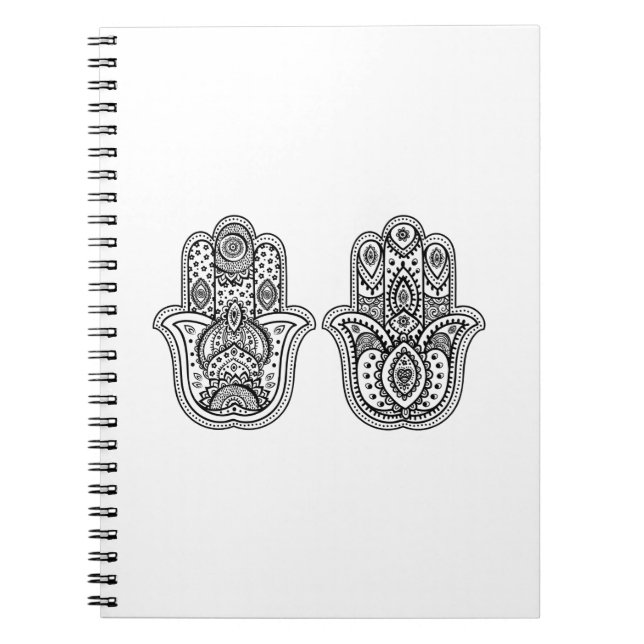 Hand plockade Hamsa med prydnadar Anteckningsbok (Framsidan)