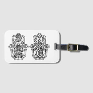 Hand plockade Hamsa med prydnadar Bagagebricka
