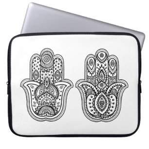 Hand plockade Hamsa med prydnadar Laptop Fodral