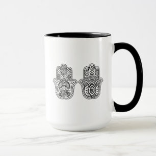 Hand plockade Hamsa med prydnadar Mugg