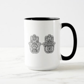 Hand plockade Hamsa med prydnadar Mugg
