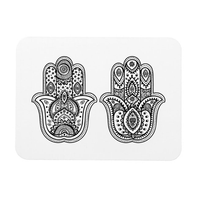 Hand plockade Hamsa med prydnadsföremål Magnet (Horisontell)