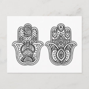 Hand plockade Hamsa med prydnadsföremål Vykort
