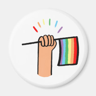 Hand plockade Hand som viftar en regnbåge Flagga Magnet