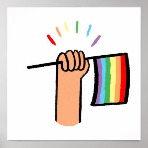 Hand plockade Hand Wave a Rainbow Flagga Poster