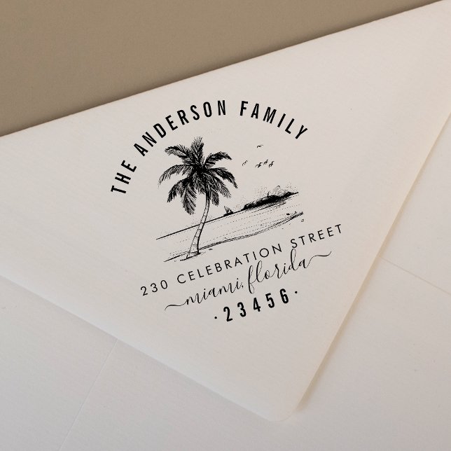 Hand plockade Handflatan Träd | Familj Namn Retura Stämpel (Stamp Mock-up)