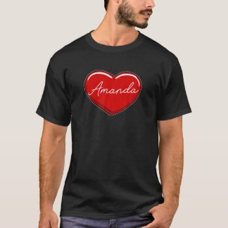 Hand plockade Heart Amanda - First Namn Hearts I K T Shirt