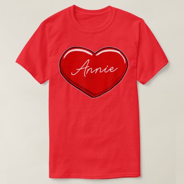 Hand plockade Heart AnnieFirst Namn Hearts I Kärle T Shirt (Design framsida)