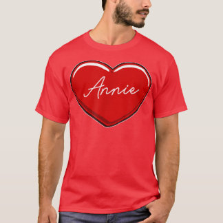 Hand plockade Heart AnnieFirst Namn Hearts I Kärle T Shirt
