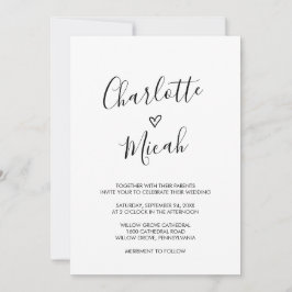 Hand plockade Heart Bröllop Inbjudningar