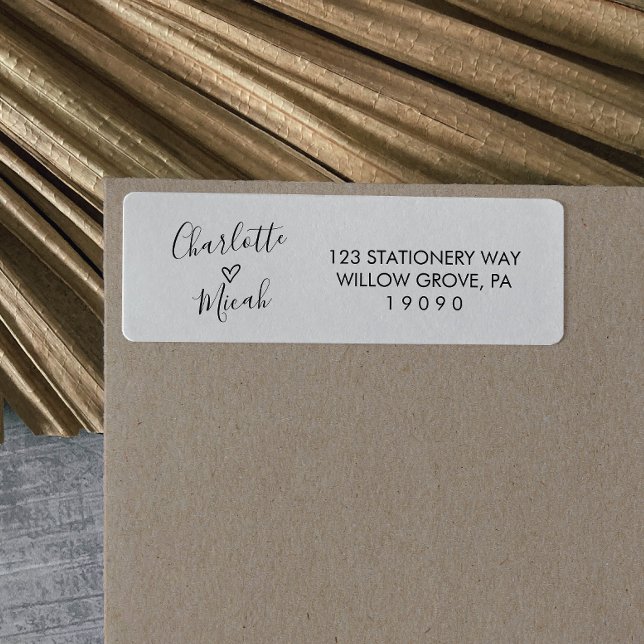 Hand plockade Heart Bröllop Returadress Etikett (Skapare uppladdad)