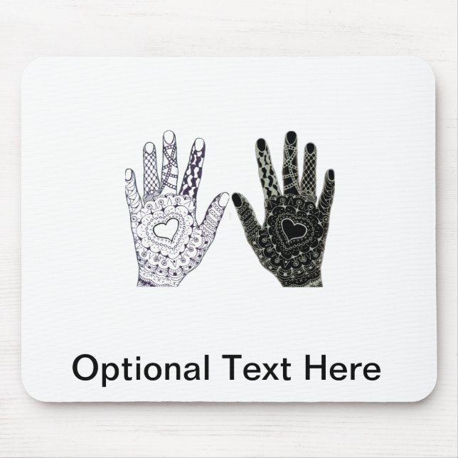 hand plockade Heart Doodled Händer Musmatta (Framsidan)