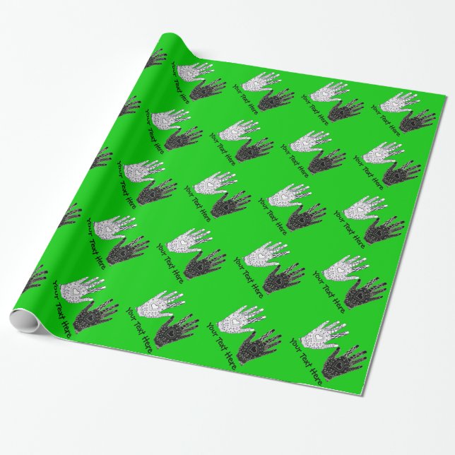 Hand plockade Heart Doodled Händer Presentpapper (Utrullad)