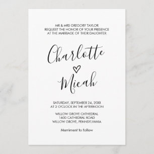 Hand plockade Heart Forme Bröllop Inbjudningar