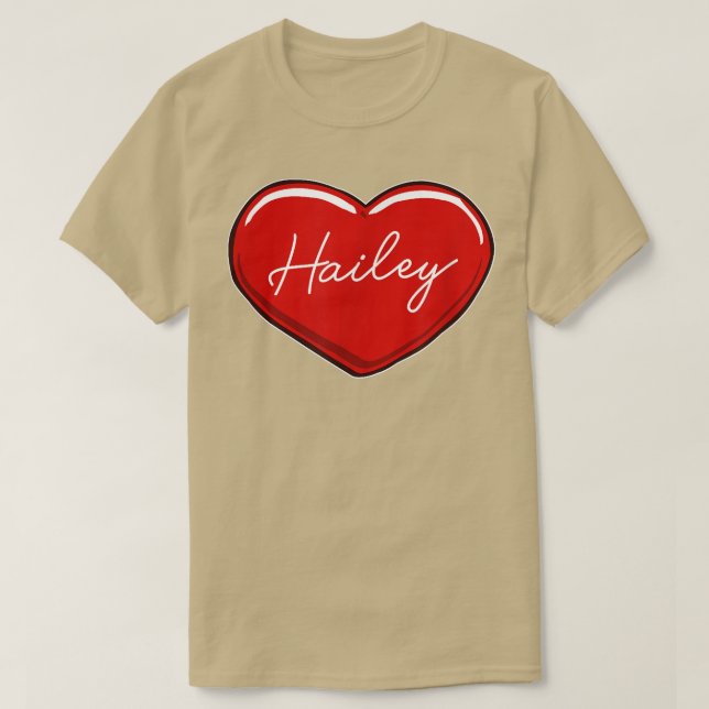 Hand plockade Heart HaileyFirst Namn Hearts I Kärl T Shirt (Design framsida)