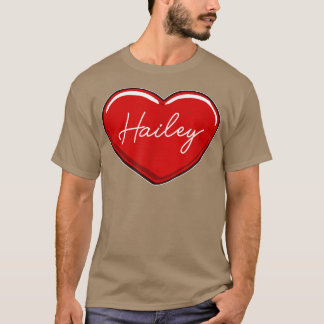 Hand plockade Heart HaileyFirst Namn Hearts I Kärl T Shirt