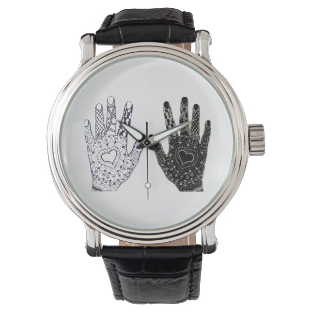 hand plockade Heart Händer Armbandsur (Framsida)