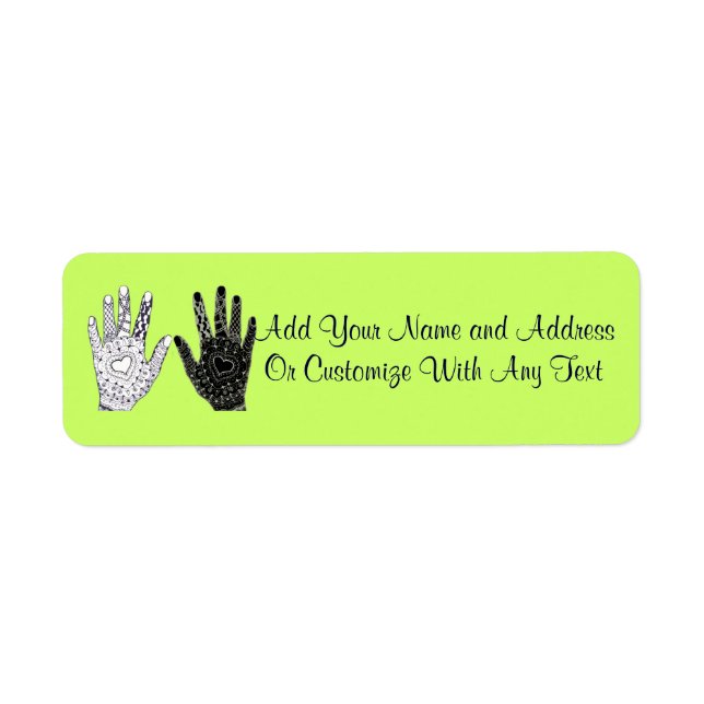 Hand plockade Heart Händer Returadress Etikett (Framsidan)