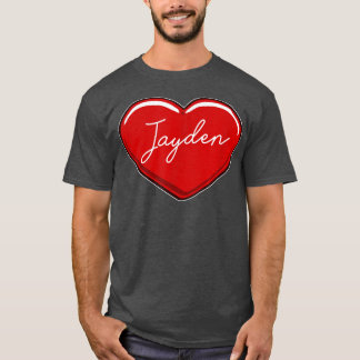Hand plockade Heart JaydenFirst Namn Hearts I Kärl T Shirt