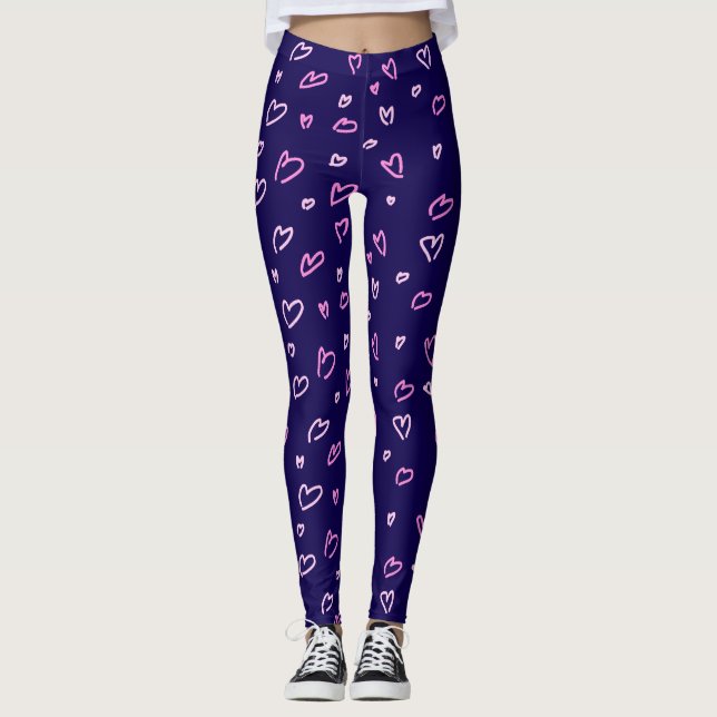 Hand plockade Heart Leggings/Byxor Leggings (Framsida)