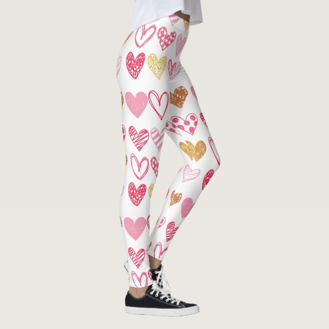 Hand plockade Heart Mönster ID470 Leggings (Höger)