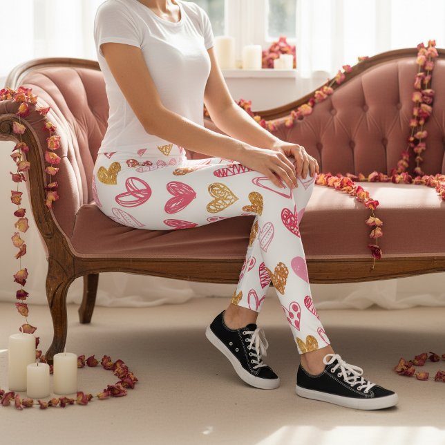 Hand plockade Heart Mönster ID470 Leggings (Skapare uppladdad)