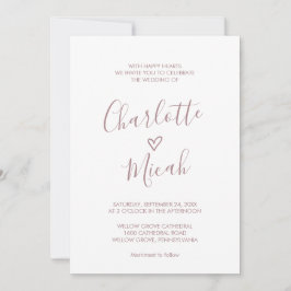 Hand plockade Heart |  ROSA BRÖLLOP Inbjudningar