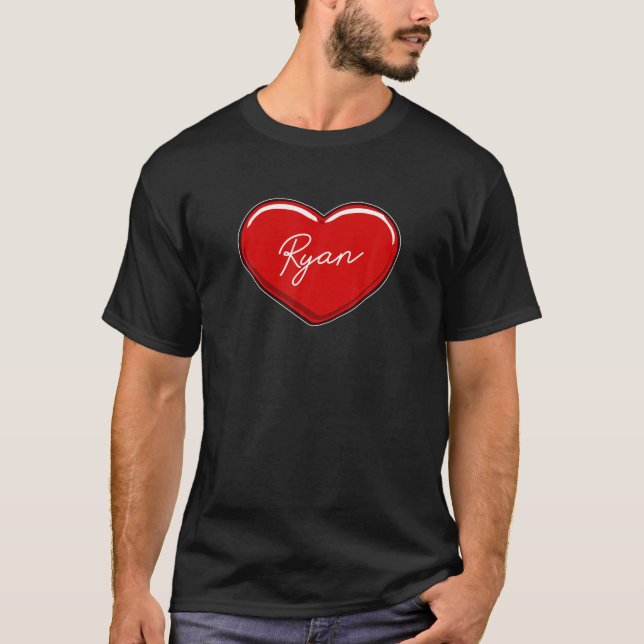 Hand plockade Heart Ryan - First Namn Hearts I Kär T Shirt (Framsida)