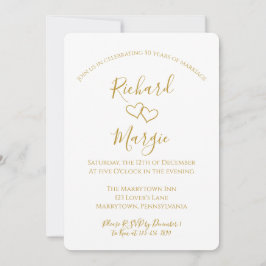 Hand plockade Hearts 50:e Bröllop-årsdagen Party Inbjudningar