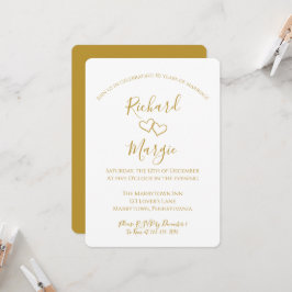 Hand plockade Hearts 50:e Bröllop-årsdagen Party Inbjudningar