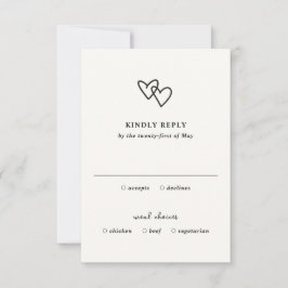 Hand plockade Hearts Doodle Modern Bröllop OSA Kort
