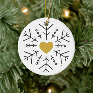 Hand plockade Hearts Snowflake Tecknad Bilder Desi Julgransprydnad Keramik